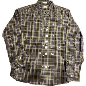 J. Crew Large Slim Fit Mercantile Flex Shirt Purple Gold Plaid Button‎ Down